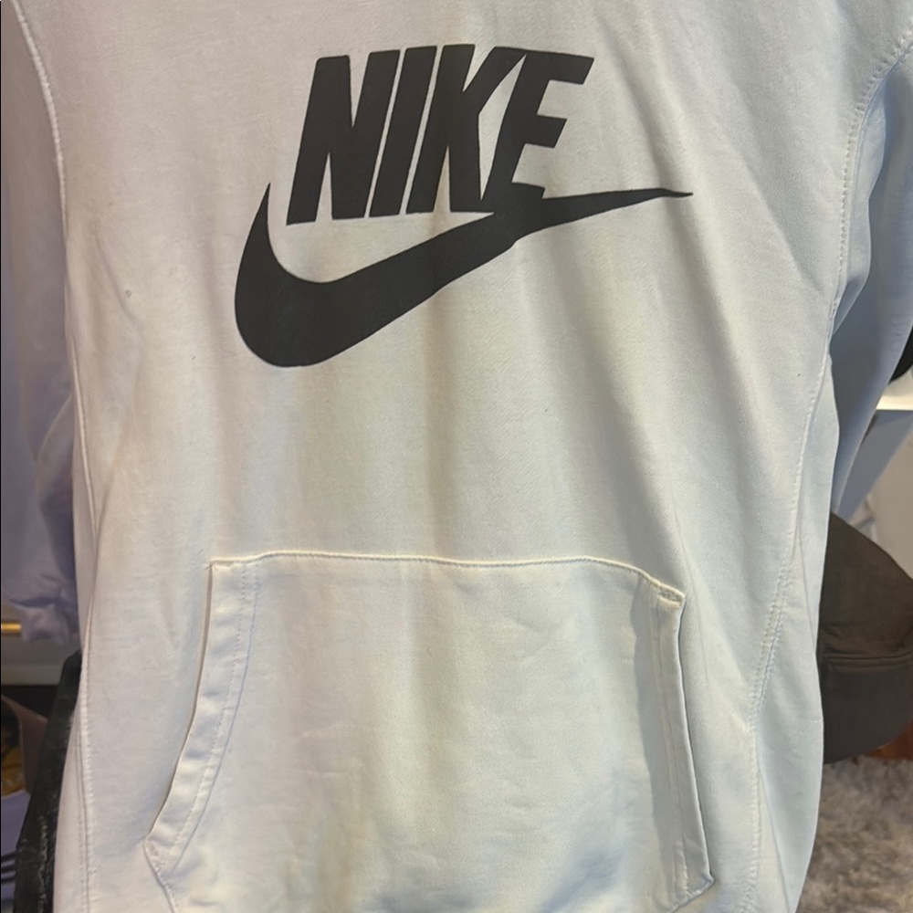 Nike White and Black Logo Hoodie